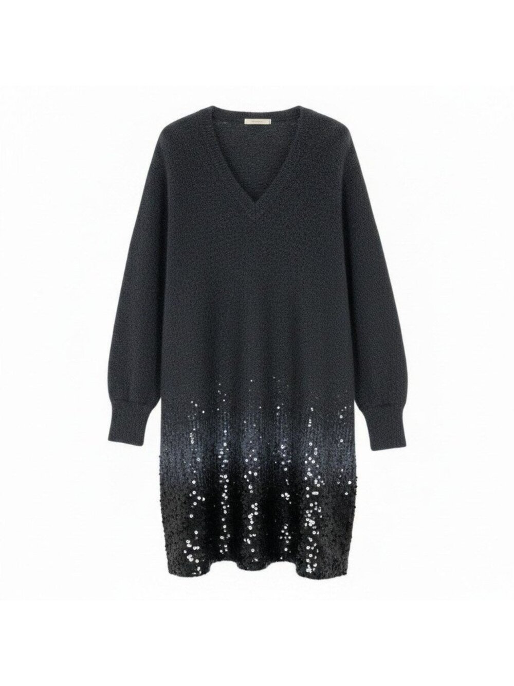 Louis Vuitton Gradient Sequin Knit Dress Mohair Blend V-neck Gray XS